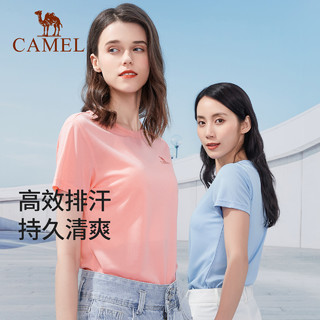 CAMEL 骆驼 户外速干T恤女短袖2023夏季薄款凉感跑步上衣宽松运动T恤男