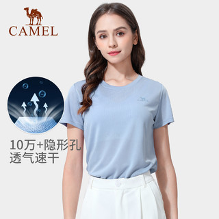 CAMEL 骆驼 户外速干T恤女短袖2023夏季薄款凉感跑步上衣宽松运动T恤男