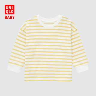 优衣库 SGS婴幼儿生态衣 婴儿/幼儿AIRism棉混纺T恤(长袖)445944 42 浅黄色 80cm