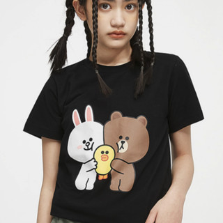 LINE FRIENDS DTA01 儿童短袖T恤 黑色 160cm