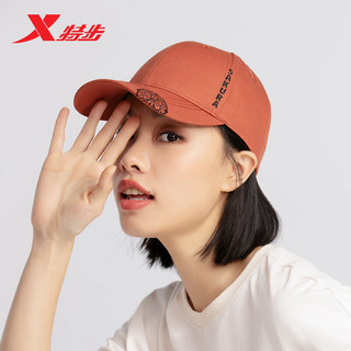 XTEP 特步 天乘系列樱花运动帽春夏新款时尚潮流刺绣中性棒球帽女 棕红 均码