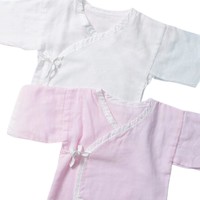 PLUS会员：全棉时代 婴儿短款纱布和袍 2件装 粉色+白色 66/44码