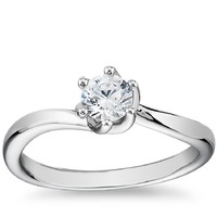 补贴购：Blue Nile 0.64克拉圆形切工钻石+尖顶扭纹六爪单石订婚戒指