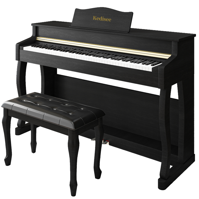 科蒂思 电钢琴88键重锤烤漆 P05-木纹黑-滑盖-重力度-智能跟弹（配琴凳）