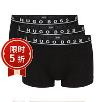 HUGO BOSS 男士平角内裤 三条装 送男友礼物 50325403 黑白灰 M 黑色 S