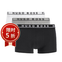 HUGO BOSS 男士平角内裤 三条装 送男友礼物 50325403 黑白灰 M 黑白灰 S