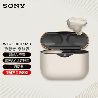 SONY 索尼 WF-1000XM3 入耳式真无线主动降噪蓝牙耳机 铂金银