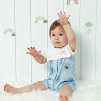 gb 好孩子 婴儿连体衣宝宝连身衣爬服纯棉带围兜可拆卸