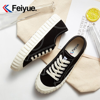 feiyue/飞跃饼干鞋女帆布鞋2020年新款春季百搭板鞋港风小白鞋 38 白色125