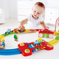 Hape 德国(Hape)火车轨道积木拼装拼插幼儿园教具多功能早旋律积木套儿童节礼物3岁+ E3826