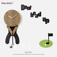 Mandelda 高尔夫推杆钟表挂钟客厅卧室静音时钟挂墙儿童卡通创意