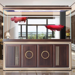 hanba汉霸超白玻璃大型中式龙鱼缸屏风25米长x60cm宽x161cm高带水泵