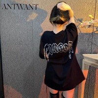 ANTWANT纯棉短袖T恤男女夏季韩版logo烫钻印花上衣ins潮牌情侣