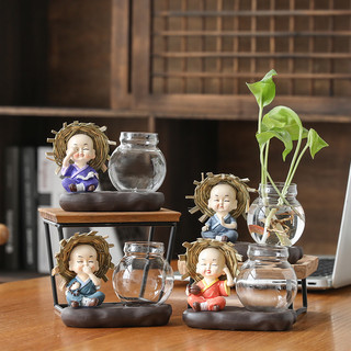 绿萝水培花盆器皿花瓶透明玻璃插花花器客厅办公桌装饰品家居摆件