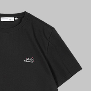 HLA 海澜之家 太空系列 中国航天·太空创想联名 男士圆领短袖T恤 HNTBW2U002A 黑色 L