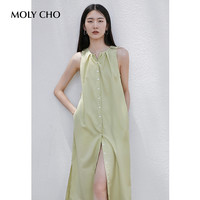 MOLY CHO 优雅度假法式无袖吊带连衣裙女夏季新款设计感气质收腰显瘦长裙夏