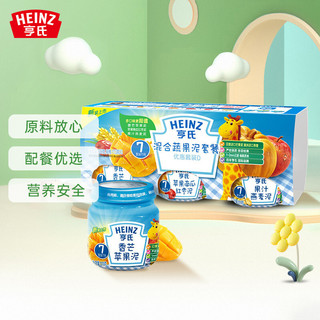 Heinz 亨氏 混合蔬果泥套餐D 3段  香芒苹果味+苹果南瓜红枣味+果汁燕麦味 113g*3瓶
