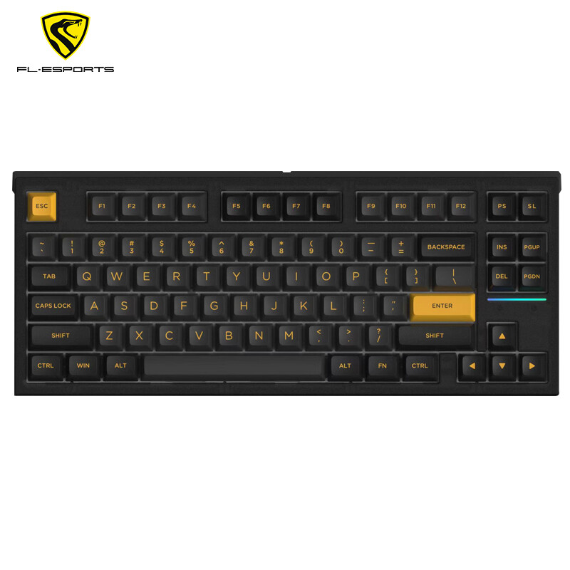FL·ESPORTS 腹灵 FL750 83键 RGB 无线三模热插拔机械键盘 黑透 冰海精灵轴