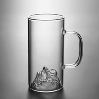 HEISOU玻璃杯创意小山峰耐热玻璃过滤花茶杯网红观山杯带把泡茶杯