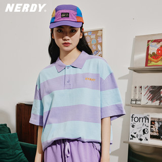 NERDY2022夏季新款韩国潮牌POLO领条纹短袖女情侣同款宽松t恤上衣
