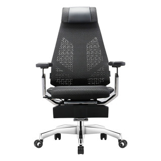 基尼迪亚 人体工学电脑椅 5D悬浮扶手+真皮头枕+躺舒宝 黑色