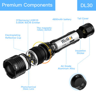 SofirnDL30索菲恩潜水手电筒3500lm磁控开关三颗LH351D高显色户外照明灯 DL30标准款（不带电池充电器）