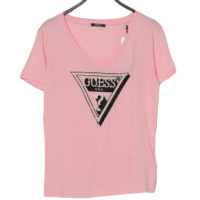 GUESS 盖尔斯 女士圆领短袖T恤 W92I60K7WS0 粉色 M