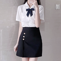 刺篇 JK制服 韩式制服 收腰短袖衬衫+半身裙 套装