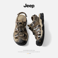 jeep吉普包头凉鞋男夏季外穿镂空软底防滑夏天休闲沙滩男士洞洞鞋