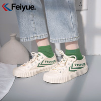 Feiyue. 飞跃 feiyue/飞跃国货饼干鞋女2022春季新款ins潮休闲百搭学生小白鞋 37 米金