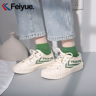 feiyue/飞跃国货饼干鞋女2022春季新款ins潮休闲百搭学生小白鞋 39 米红蓝