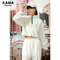 KAMA 卡玛 冬季新款美式休闲立领拉链圆领内搭卫衣8420651