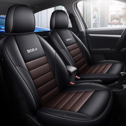 通用全包围皮革汽车座垫汽车座椅垫大众宝来专用汽车座套标准款黑咖色