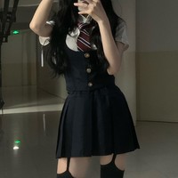 iqcq气球熊 美式辣妹 学院风制服短裙