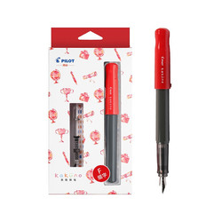 PILOT 百乐 kakuno系列 FKA-1SR 钢笔  红色黑杆 F尖 墨囊+吸墨器盒装