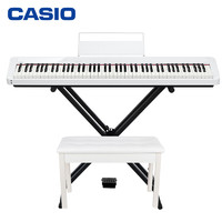 CASIO 卡西欧 电钢琴PX-S1000WE智能触摸屏 88键重锤纤薄便携双电时尚白色单机+X琴架+礼包