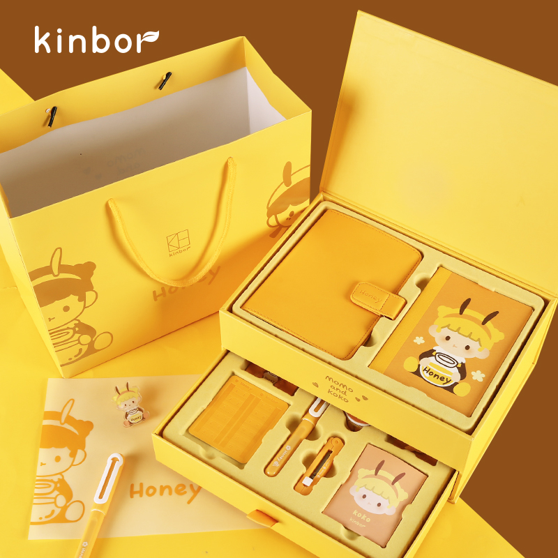 kinbor honey2.0手帐本礼盒套装A6手账本女生可爱精致伴手礼高颜值记录本日程本生日礼物六一儿童节礼物 手帐套装-HONEY2.0 DT56055