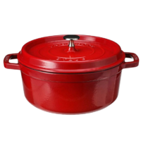 staub 珐宝 珐琅 双耳煲汤锅 樱桃红 24cm