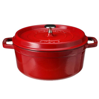 staub 珐宝 40509-835-0 炖锅(24cm、3.8L、铸铁、樱桃色)