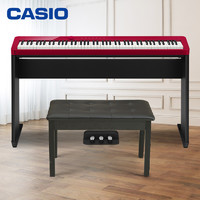 CASIO 卡西欧 电钢琴PX-S1000RD智能触摸屏 88键重锤纤薄便携双电时尚套机款红色单机+木质琴架+三踏板