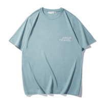HLA 海澜之家 太空创想系列 男士圆领短袖T恤 HNTBW2U001A 浅蓝 L