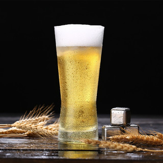 青苹果大号啤酒杯酒吧个性玻璃家用加厚精酿扎啤杯网红抖音创意小麦酒杯 海特杯400毫升