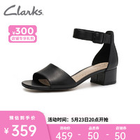 Clarks 其乐 女鞋夏季Elisa Dedra一字带优雅正装凉鞋露趾女仙女风 黑色261399504 37.5