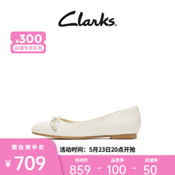Clarks 其乐 女鞋2022春季新款时尚优雅单鞋浅口舒适芭蕾舞平底鞋 白色 261668154 37