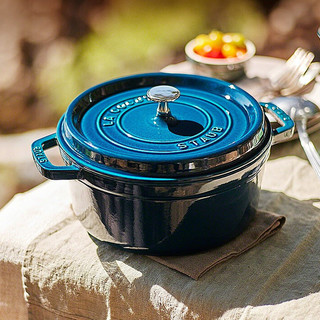 staub 珐宝 40501-134 炖锅(24cm、3.8L、铸铁、深海蓝)