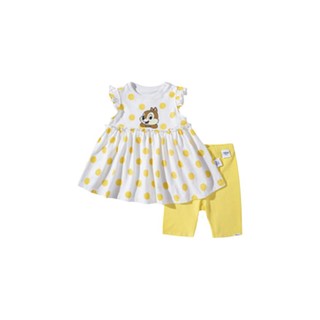 mini balabala 迷你巴拉巴拉  ZA0E192211002 女童短袖套装 迪士尼IP款 白黄色调 80cm