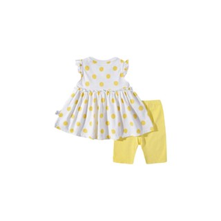 mini balabala 迷你巴拉巴拉  ZA0E192211002 女童短袖套装 迪士尼IP款 白黄色调 73cm