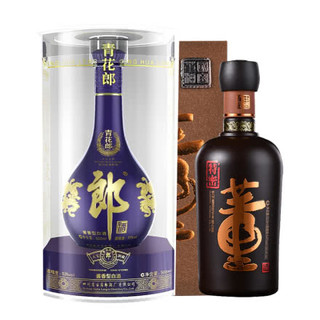 LANGJIU 郎酒 青花郎 53度 酱香型白酒 500ml+董酒 特密 54度 董香型白酒 500ml