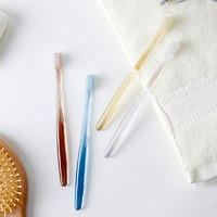 JIWU 苏宁极物 磨尖软毛手工牙刷 透明手柄 细软毛 小刷头 成人家庭装牙刷 8支装