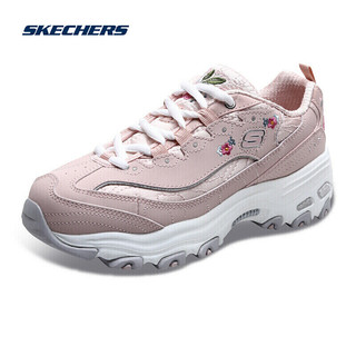 SKECHERS 斯凯奇 女鞋复古休闲老爹鞋 D'lites时尚绣花熊猫鞋11977 浅粉色 37